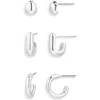 Nordstrom Rack Set Of Three Stud & Hoop Earrings In Rhodium