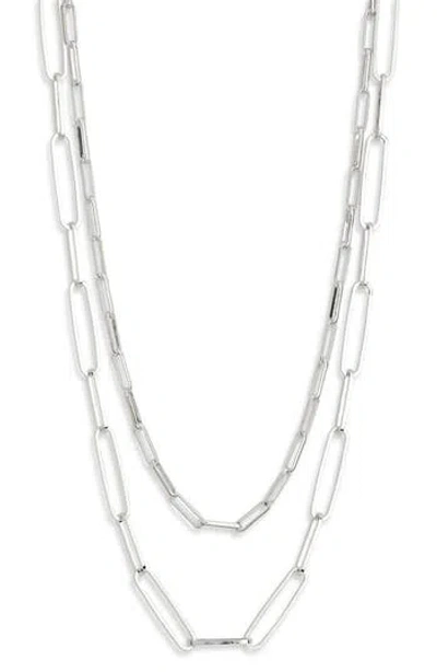 Nordstrom Rack Set Of Two Mixed Chain Necklaces In Silver
