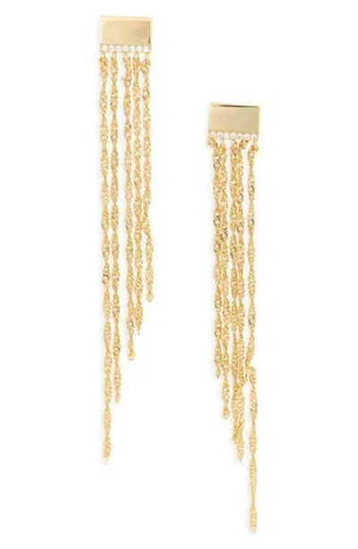 Nordstrom Rack Shimmer Chain Fringe Drop Earrings In Gold