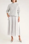 Nordstrom Rack Shiny Gathered Midi Skirt In Gray