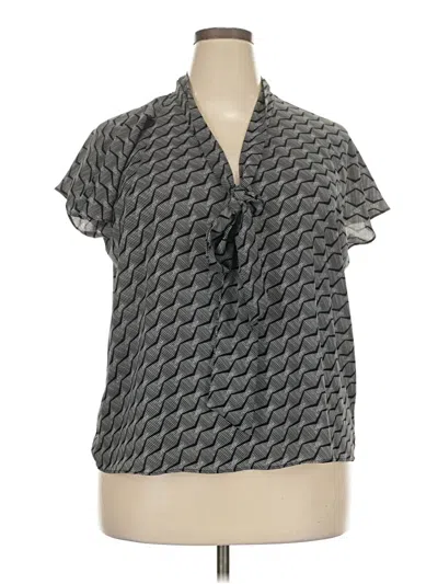 Pre-owned Nordstrom Rack Short Sleeve Blouse In Gray