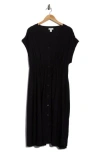 Nordstrom Rack Short Sleeve Button Front Dress In Black