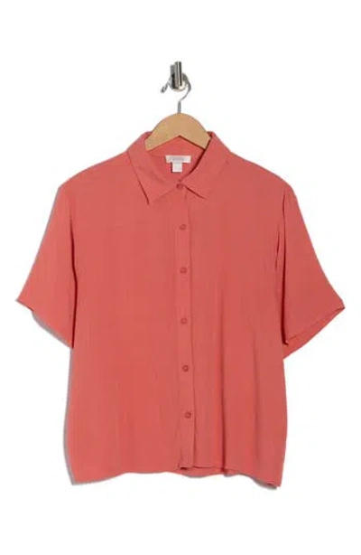 Nordstrom Rack Short Sleeve Solid Cover-up Camp Shirt In Pink