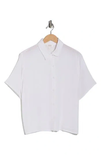 Nordstrom Rack Short Sleeve Solid Cover-up Camp Shirt In White