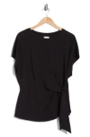Nordstrom Rack Short Sleeve Tie Detail Top In Black