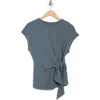 Nordstrom Rack Short Sleeve Tie Detail Top In Blue