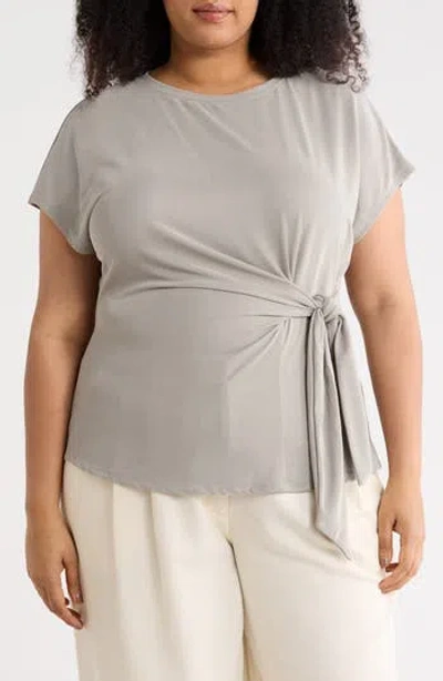 Nordstrom Rack Short Sleeve Tie Detail Top In Gray