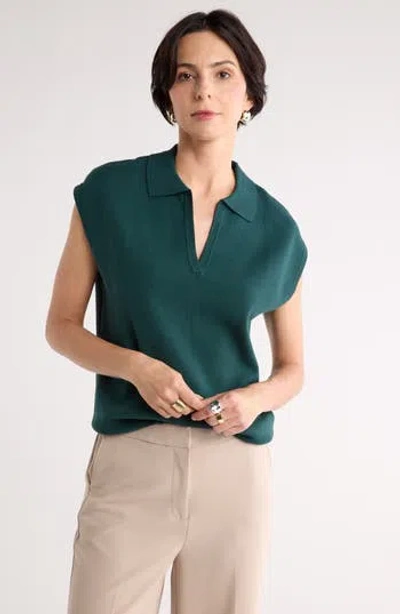 Nordstrom Rack Sleeveless Popover Polo Sweater In Green