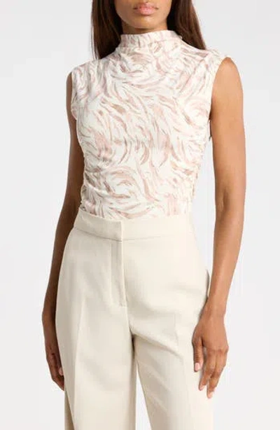 Nordstrom Rack Sleeveless Ruched Mock Neck Top In White