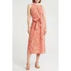Nordstrom Rack Sleeveless Tie Waist Linen Blend Midi Dress In Multi