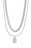 Nordstrom Rack Snake Chain Collar & Pendant Layered Necklace In Rhodium