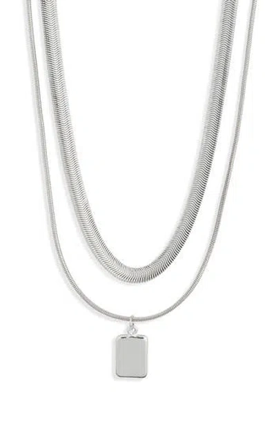 Nordstrom Rack Snake Chain Collar & Pendant Layered Necklace In Rhodium