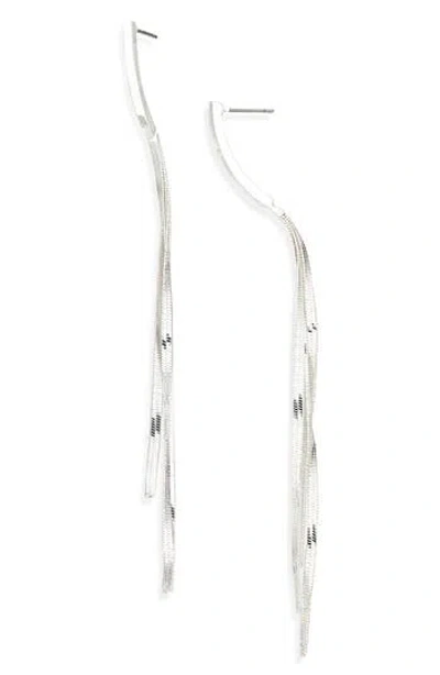 Nordstrom Rack Snake Chain Tassel Drop Earrings In Silver