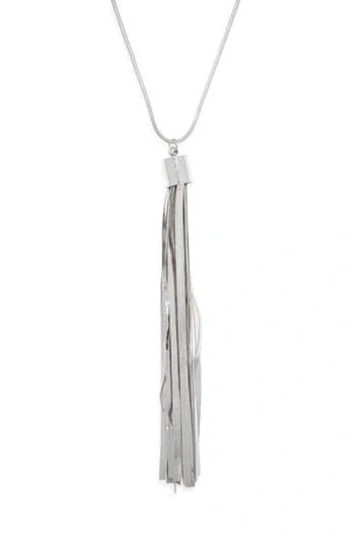 Nordstrom Rack Snake Chain Tassel Pendant Necklace In Metallic