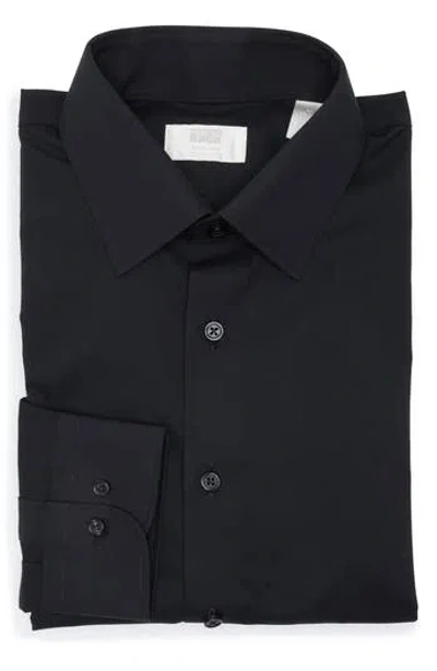 Nordstrom Rack Solid Cotton Blend Dress Shirt In Black