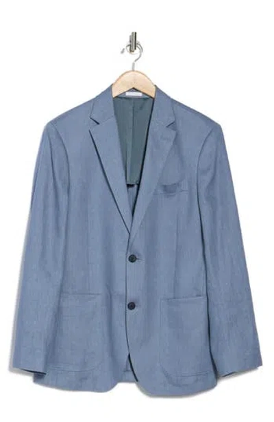 Nordstrom Rack Solid Notch Lapel Linen Sport Coat In Blue Chip