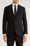 Nordstrom Rack Solid Peak Lapel Silk Sport Coat In Black