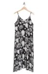 Nordstrom Rack Spaghetti Strap Cover-up Dress In Black Botanical Shadows