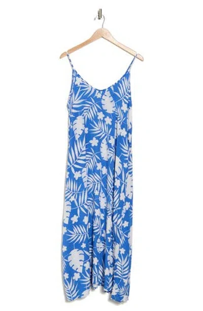 Nordstrom Rack Spaghetti Strap Cover-up Dress In Blue Marmara Botanical Shadows