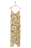 Nordstrom Rack Spaghetti Strap Cover-up Dress In Citrus Pattern