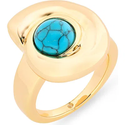 Nordstrom Rack Spiral Statement Ring In Turquoise- Gold