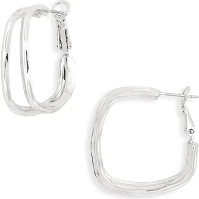 Nordstrom Rack Square Double Hoop Earrings In Silver