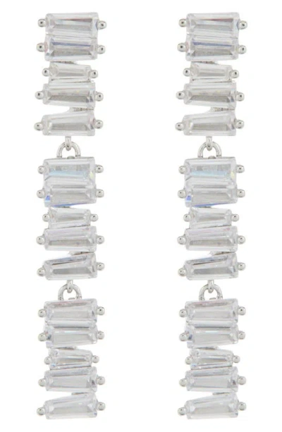 Nordstrom Rack Staggered Baguette Cubic Zirconia Drop Earrings In Clear- Silver