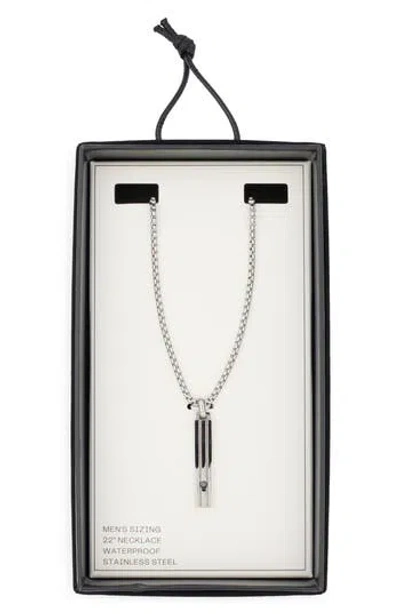 Nordstrom Rack Stainless Steel Bar Pendant Necklace In Silver