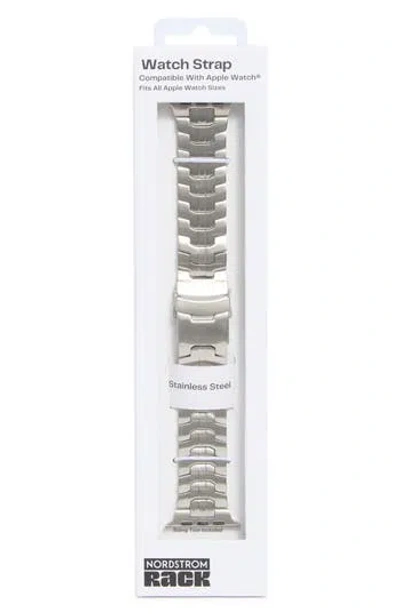 Nordstrom Rack Stainless Steel Bracelet Apple Watch® Watchband In Silver