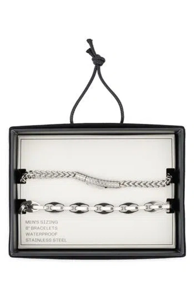 Nordstrom Rack Stainless Steel Bracelet Set In Silver