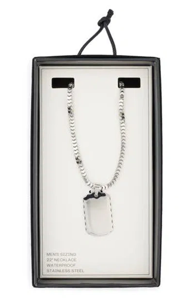 Nordstrom Rack Stainless Steel Dog Tag Pendant Necklace In Silver