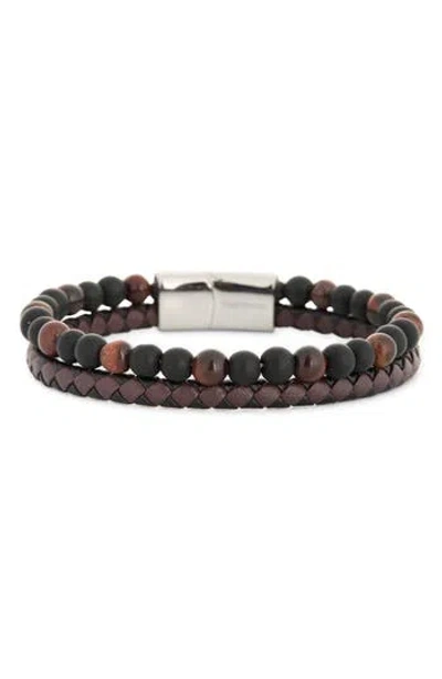 Nordstrom Rack Stone & Braided Strap Bracelet In Brown
