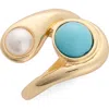 Nordstrom Rack Stone & Faux Pearl Ring