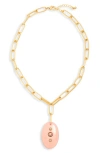 Nordstrom Rack Stone & Stud Resin Pendant Necklace In Gold