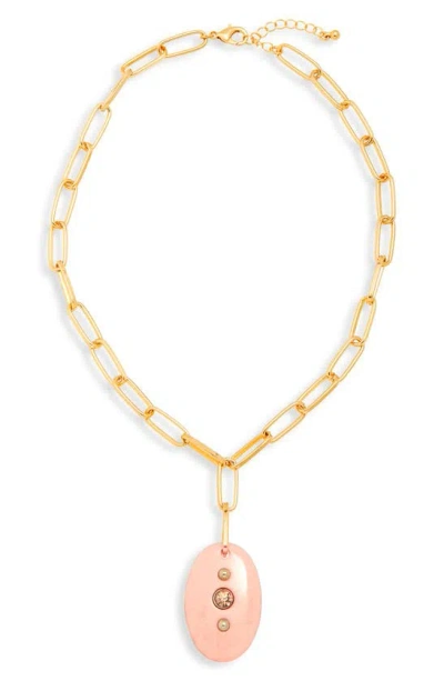 Nordstrom Rack Stone & Stud Resin Pendant Necklace In Gold