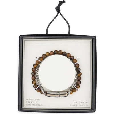Nordstrom Rack Stone Bead & Chain Bracelet In Silver