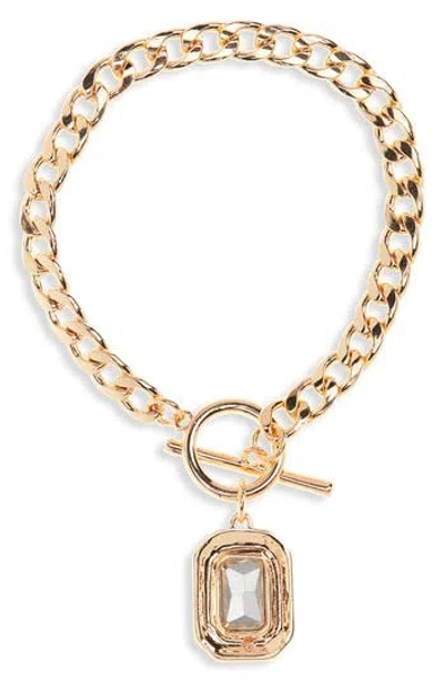 Nordstrom Rack Stone Charm Toggle Bracelet In Gold