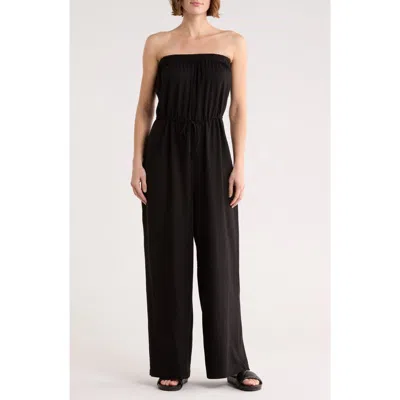 Nordstrom Rack Strapless Wide Leg Cover-up Jumpsuit In Black