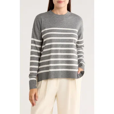 Nordstrom Rack Stripe Crewneck Sweater In Gray