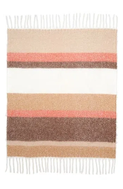 Nordstrom Rack Stripe Fringe Throw Blanket In White Multi