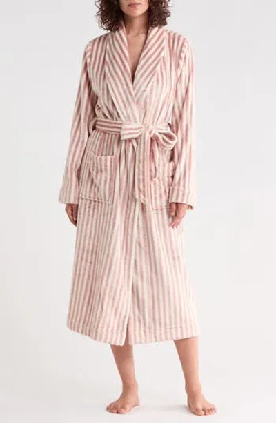 Nordstrom Rack Stripe Plush Midi Robe In Neutral