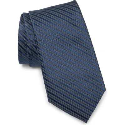Nordstrom Rack Stripe Rib Satin Tie In Navy