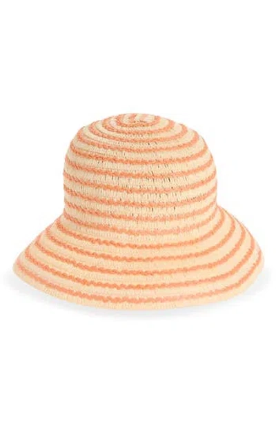 Nordstrom Rack Stripe Straw Bucket Hat In Brown