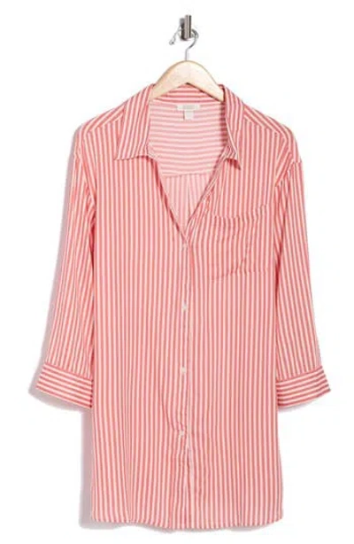 Nordstrom Rack Striped Long Sleeve Cover-up Shirtdress