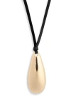 Shop Nordstrom Rack Suede Cord Pendant Necklace In Black- Gold