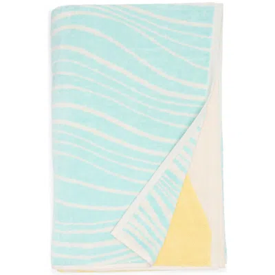 Nordstrom Rack Sunrise Stripe Fringed Cotton Terry Cloth Beach Towel In Blue Aqua