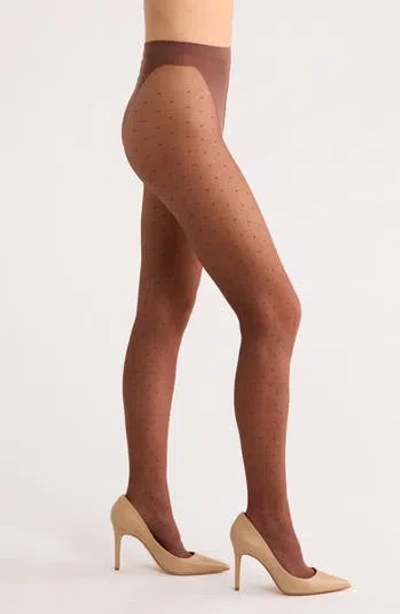 Nordstrom Rack Swiss Dot Sheer Tights In Brown