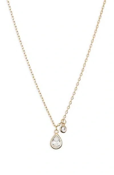 Nordstrom Rack Teardrop Cubic Zirconia Pendant Necklace In Gold