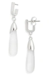 Nordstrom Rack Teardrop Stone J-hoop Earrings In Clear- Silver