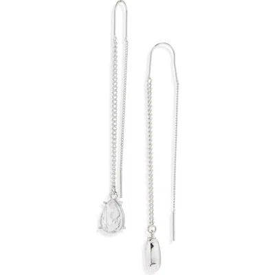 Nordstrom Rack Teardrop Threader Earrings In Silver